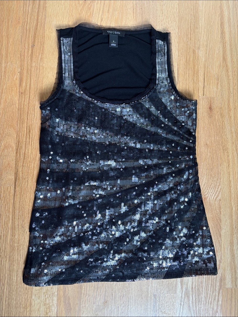 Sequin Starburst Tank Top - Black/Silver S
